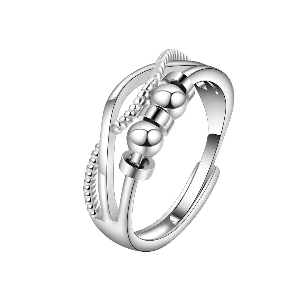 Bead Spinner Fidget Ring | Resizable Stainless Steel