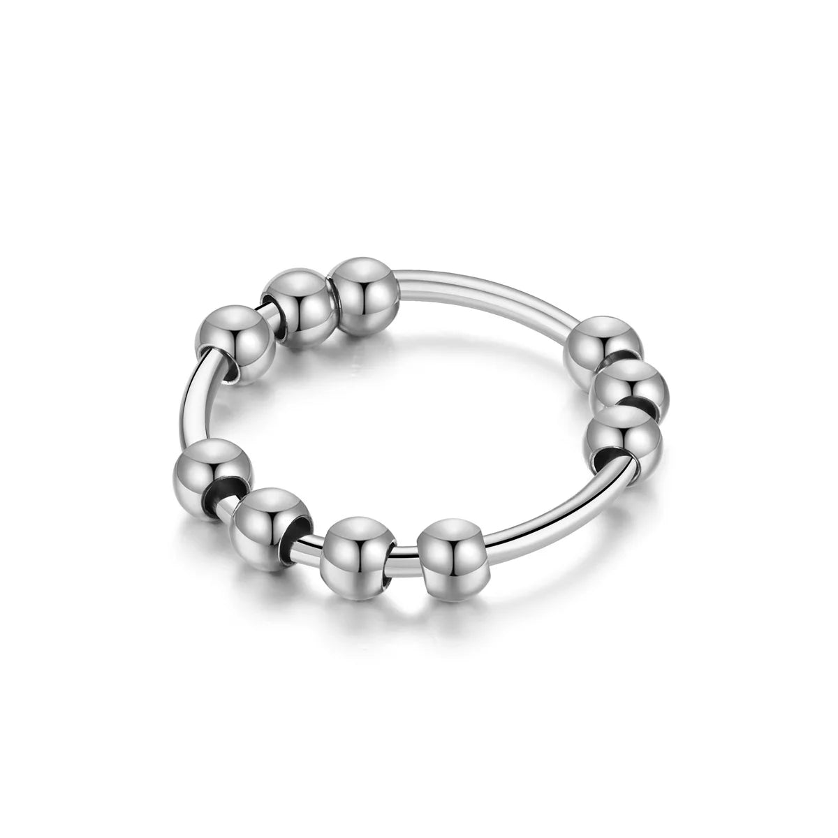 Stainless Steel Beads Anxiety Rings For Women Stress Relief Fidget Rings Men Simple Style Fashion Jewelry Accessories