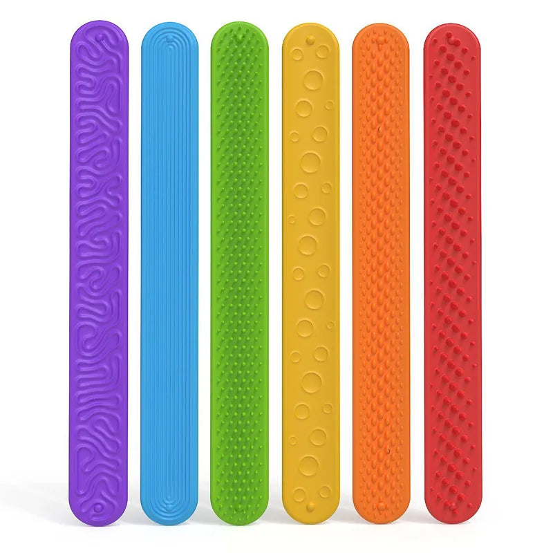 6PCS Sensory Fidget Toys for Kids Textured Silicone Slap Bracelets Anxiety Autism ADHD Calming Down Stress Relief Gifts