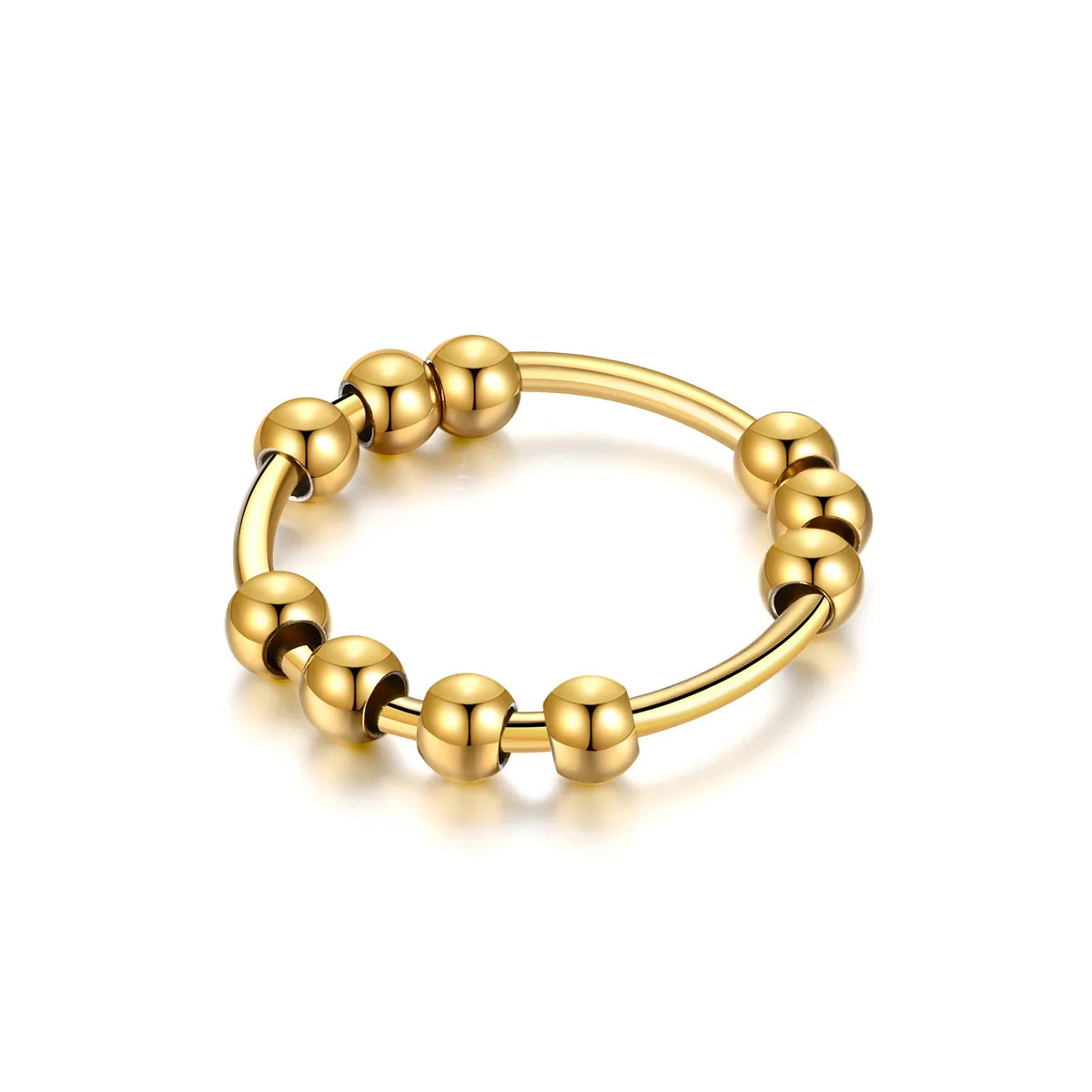 Stainless Steel Beads Anxiety Rings For Women Stress Relief Fidget Rings Men Simple Style Fashion Jewelry Accessories