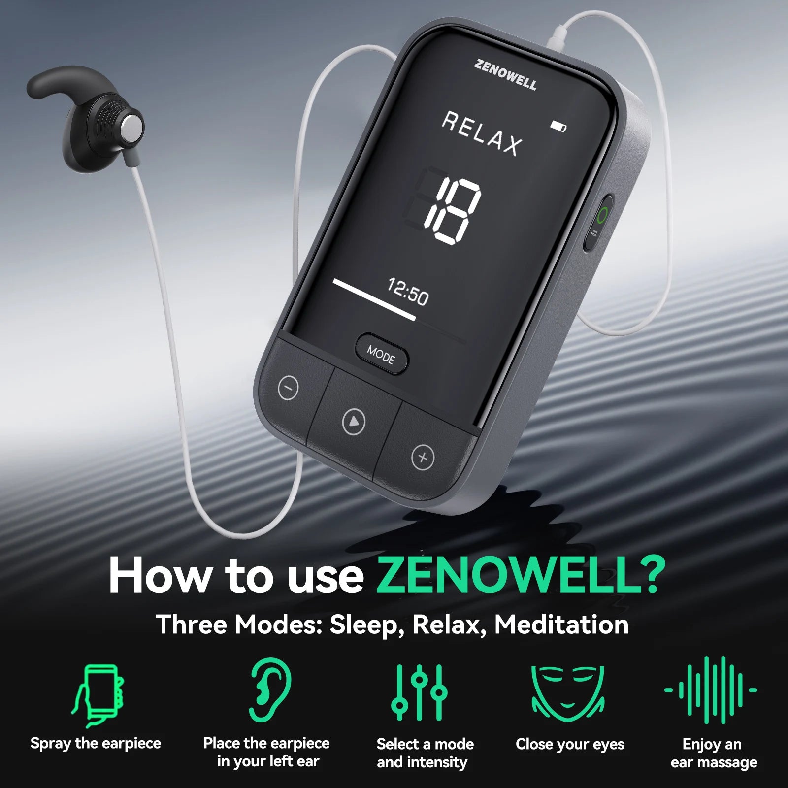 ZenoWell Auricular Vagus Nerve Stimulator | Drug-Free Sleep & Calm Device