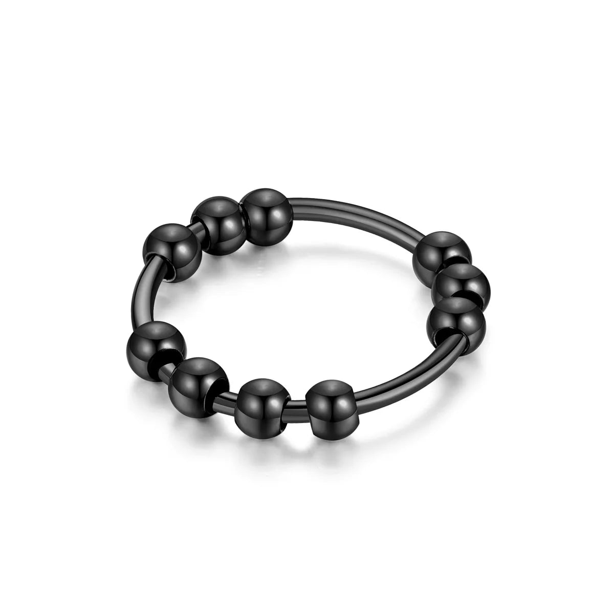 Stainless Steel Beads Anxiety Rings For Women Stress Relief Fidget Rings Men Simple Style Fashion Jewelry Accessories