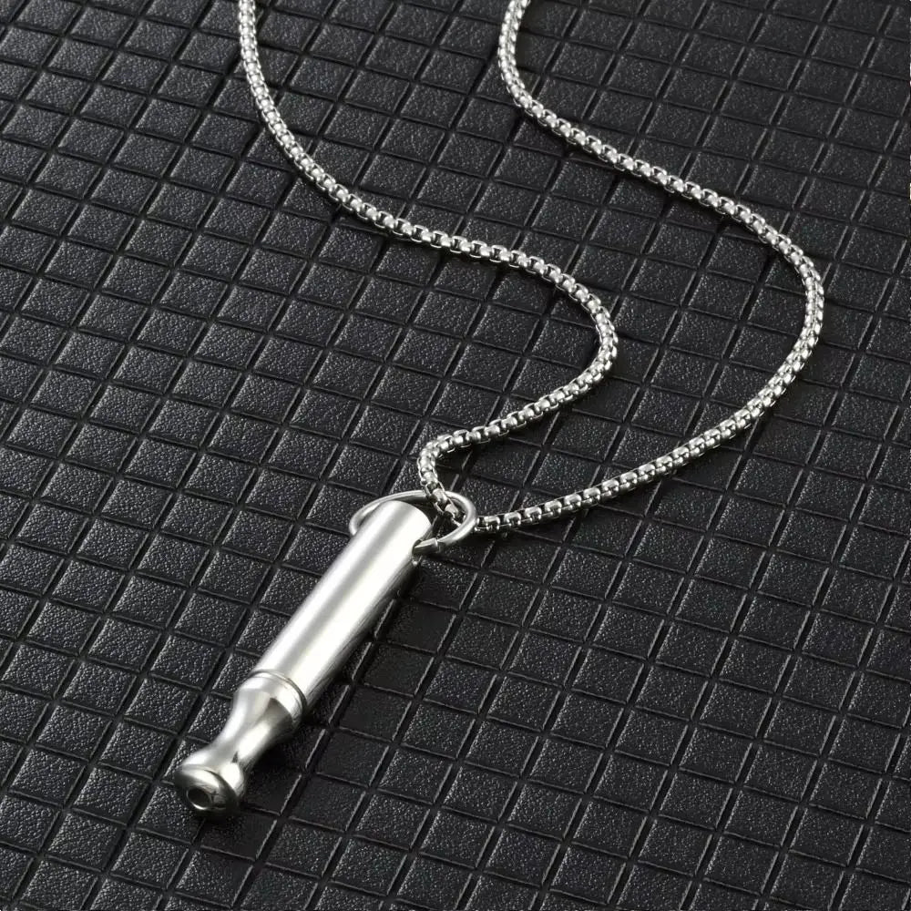 Whistle Mindfulness Breathing Necklace Breathing Resistance Stainless Steel Breathwork Meditation Necklace Auxiliary Round Tube