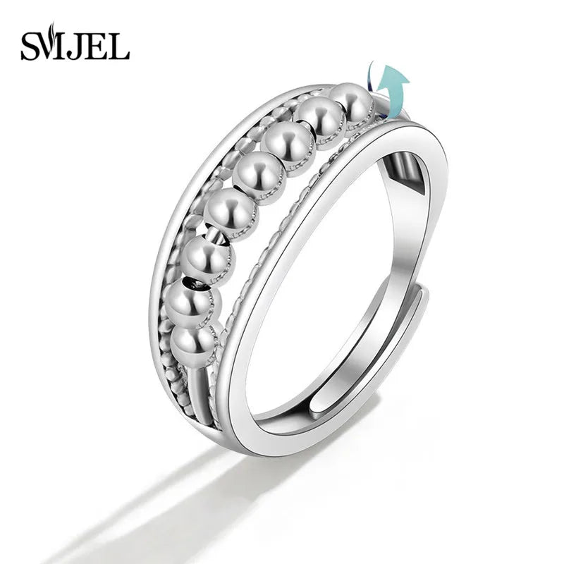 2025 Simple Anxiety Ring Fidget Spinner Rings Multiple Style Cross Beaded Ring Finger Jewelry Women Men Anti Stress Accessories