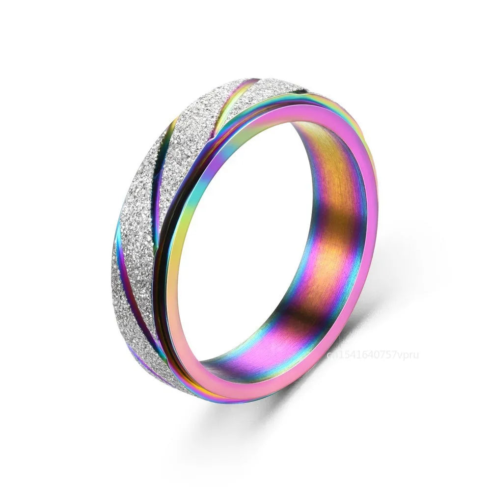 Multicolour Spinner Fidget Ring | Stainless Steel