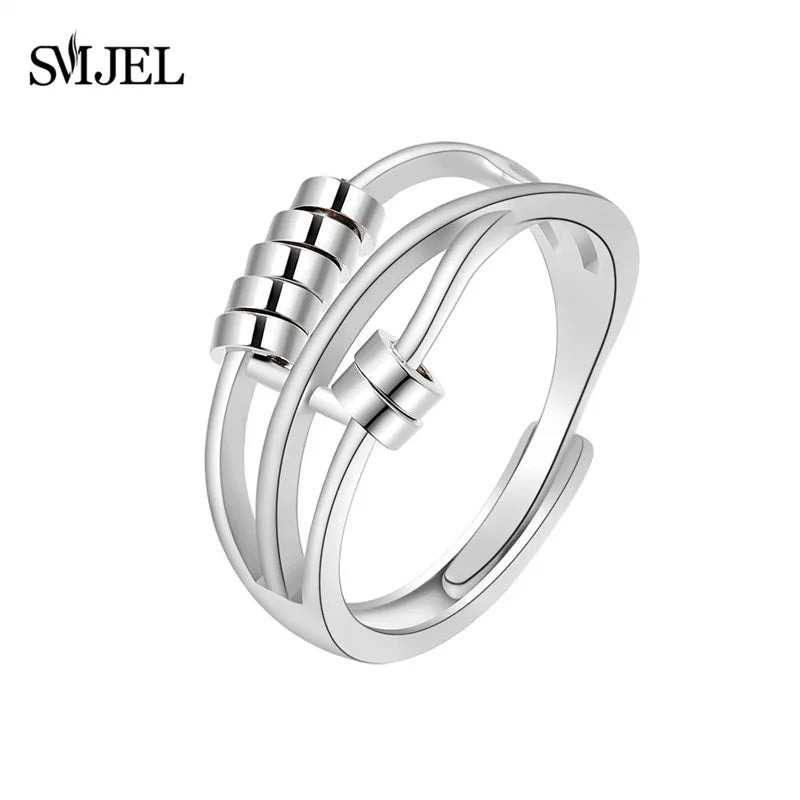 2025 Simple Anxiety Ring Fidget Spinner Rings Multiple Style Cross Beaded Ring Finger Jewelry Women Men Anti Stress Accessories