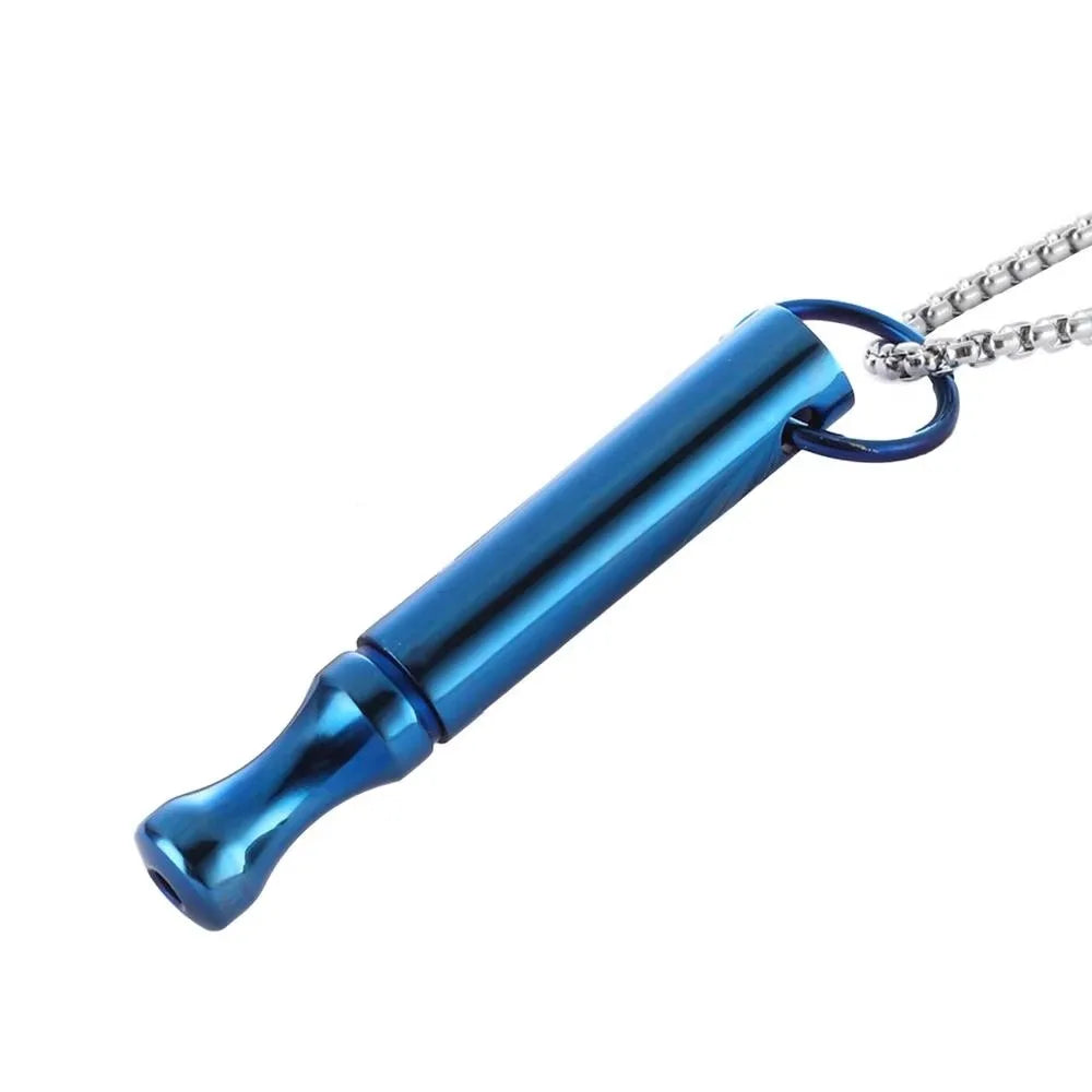 Whistle Mindfulness Breathing Necklace Breathing Resistance Stainless Steel Breathwork Meditation Necklace Auxiliary Round Tube