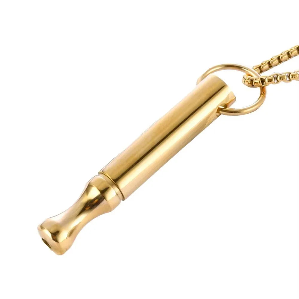 Whistle Mindfulness Breathing Necklace Breathing Resistance Stainless Steel Breathwork Meditation Necklace Auxiliary Round Tube