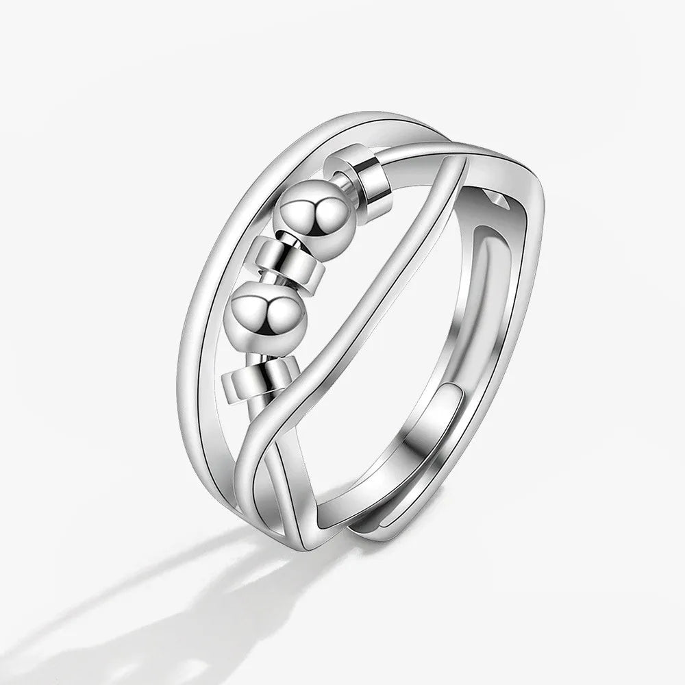 Bead Spinner Fidget Ring | Resizable Stainless Steel
