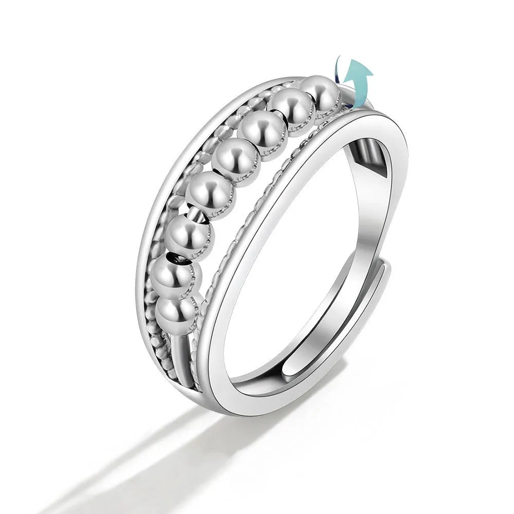 Bead Spinner Fidget Ring | Resizable Stainless Steel