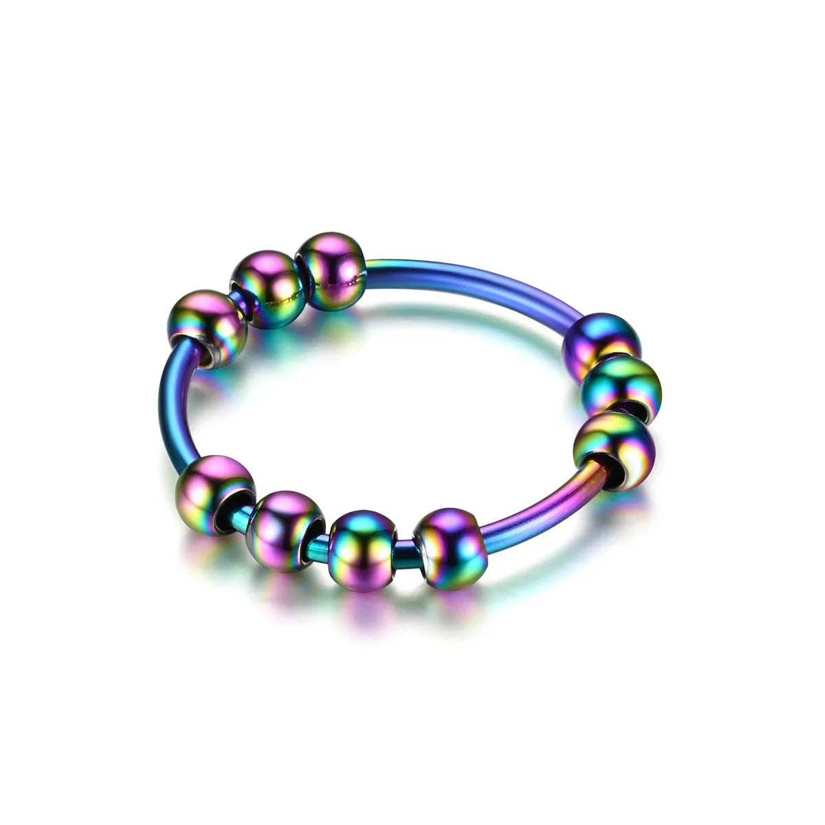 Stainless Steel Beads Anxiety Rings For Women Stress Relief Fidget Rings Men Simple Style Fashion Jewelry Accessories