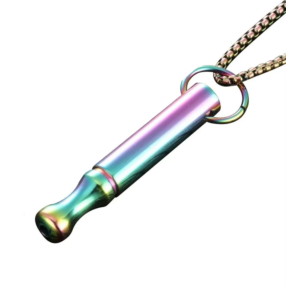 Whistle Mindfulness Breathing Necklace Breathing Resistance Stainless Steel Breathwork Meditation Necklace Auxiliary Round Tube