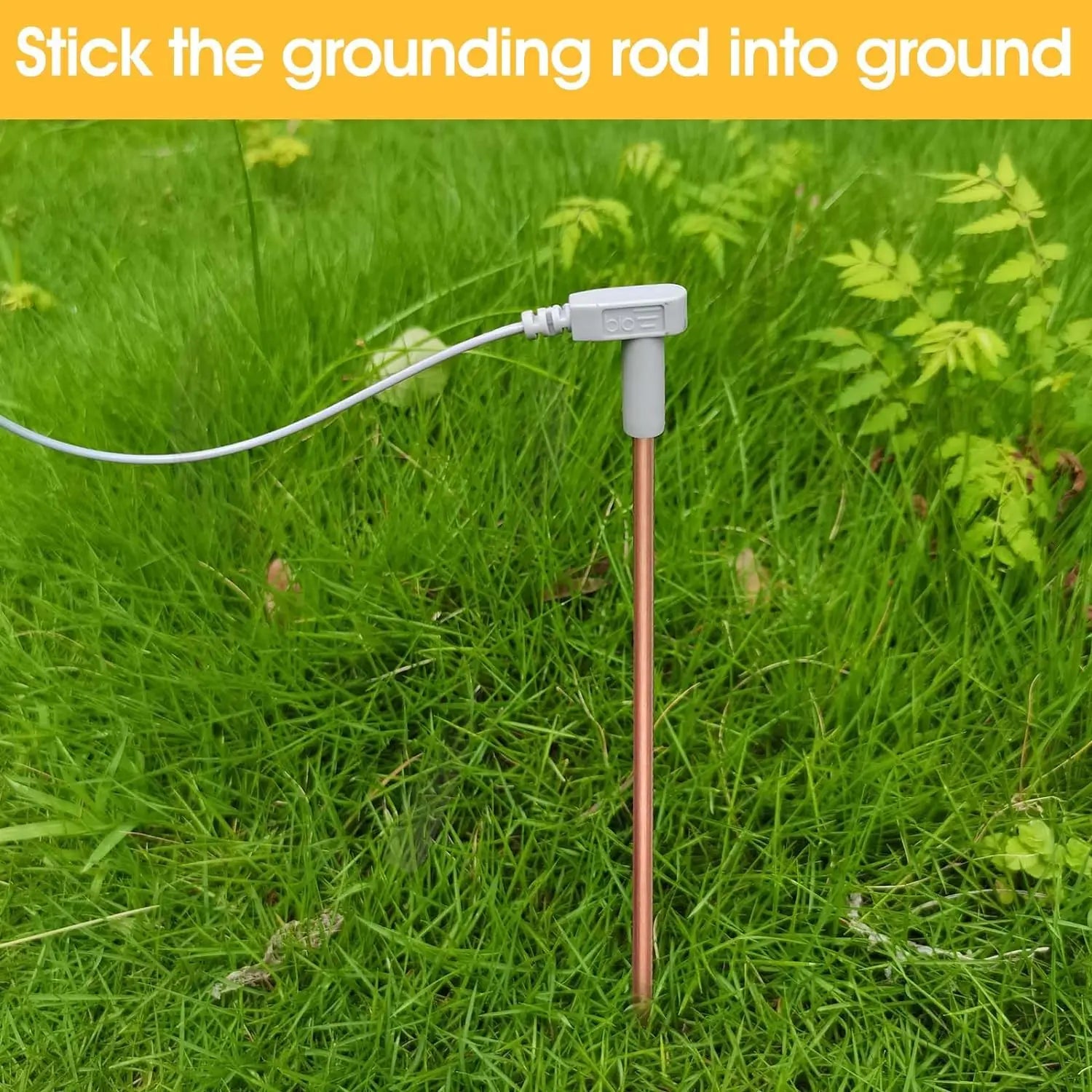 Copper Ground Rod with 40 ft/12m Female Ground Wire, Portable Ground Rod Kit for Grounding Products, Easily Used with Grounding