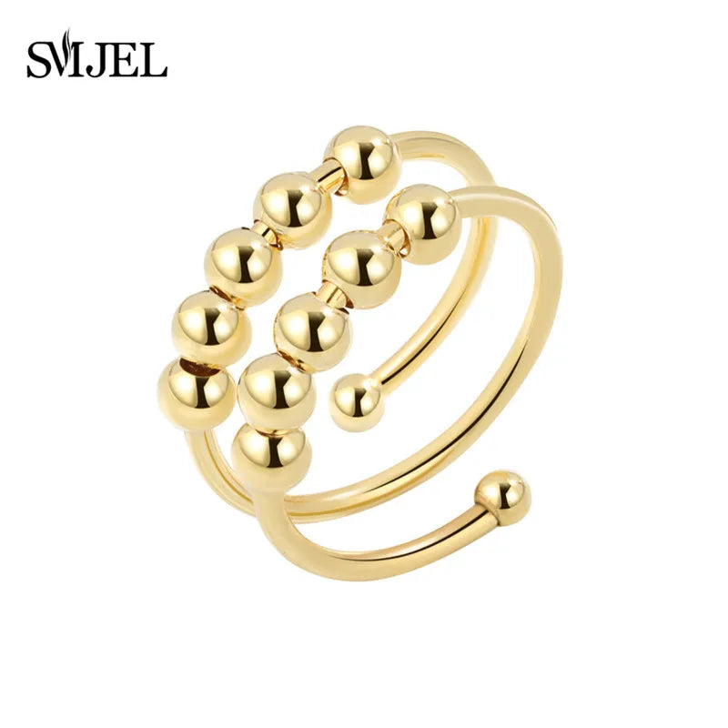 2025 Simple Anxiety Ring Fidget Spinner Rings Multiple Style Cross Beaded Ring Finger Jewelry Women Men Anti Stress Accessories