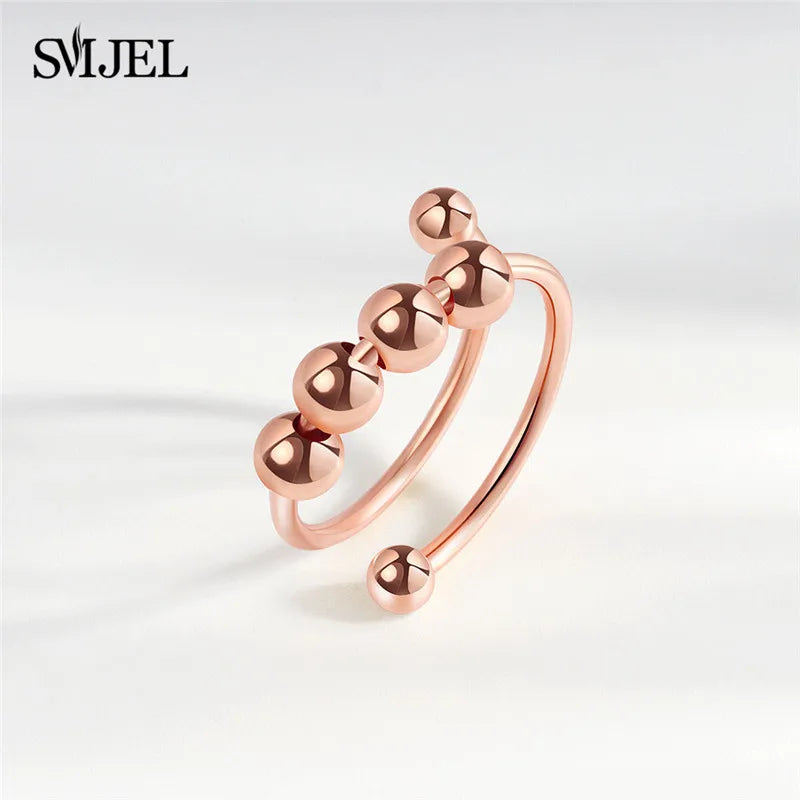 2025 Simple Anxiety Ring Fidget Spinner Rings Multiple Style Cross Beaded Ring Finger Jewelry Women Men Anti Stress Accessories