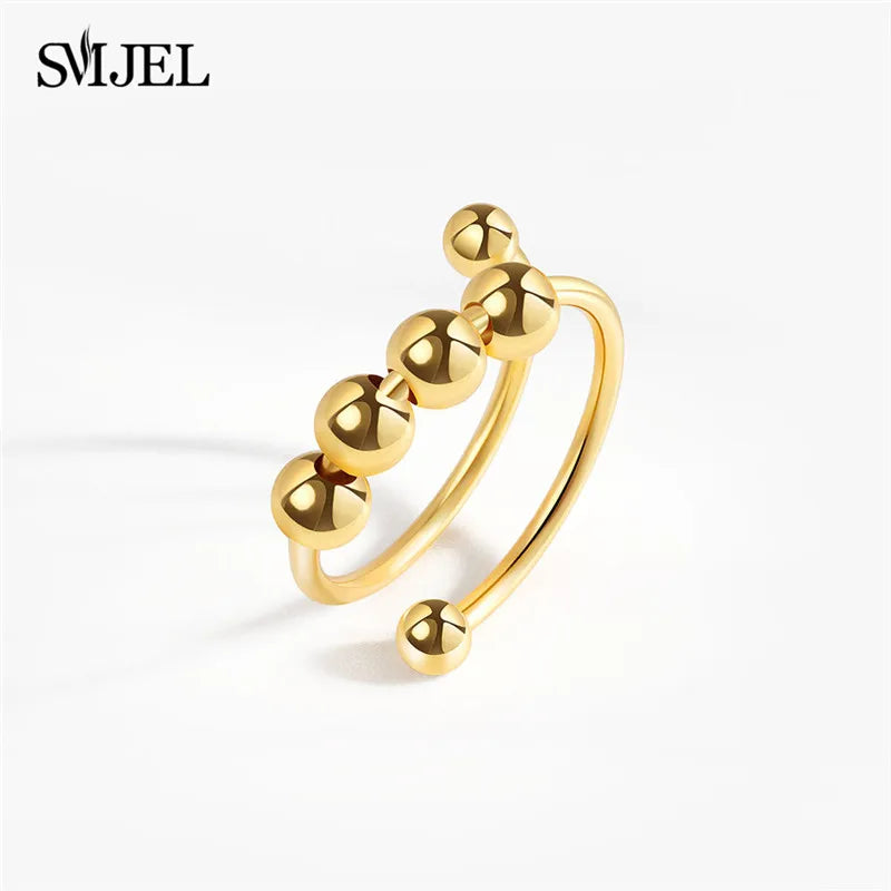 2025 Simple Anxiety Ring Fidget Spinner Rings Multiple Style Cross Beaded Ring Finger Jewelry Women Men Anti Stress Accessories