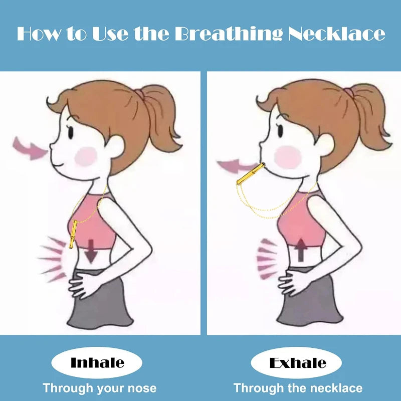 Breathlace Necklace Calm Harmony Anti-Smoking Necklace Breathing Necklace for Anxiety Stainless Steel Mindful Breathing Necklace