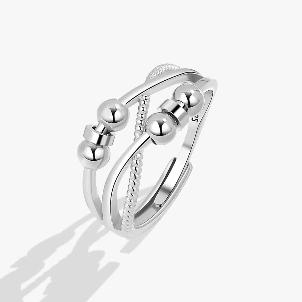 Bead Spinner Fidget Ring | Resizable Stainless Steel