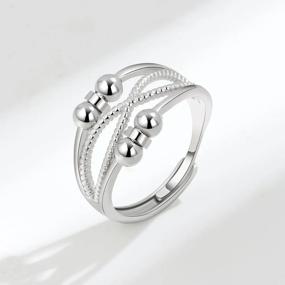 Bead Spinner Fidget Ring | Resizable Stainless Steel