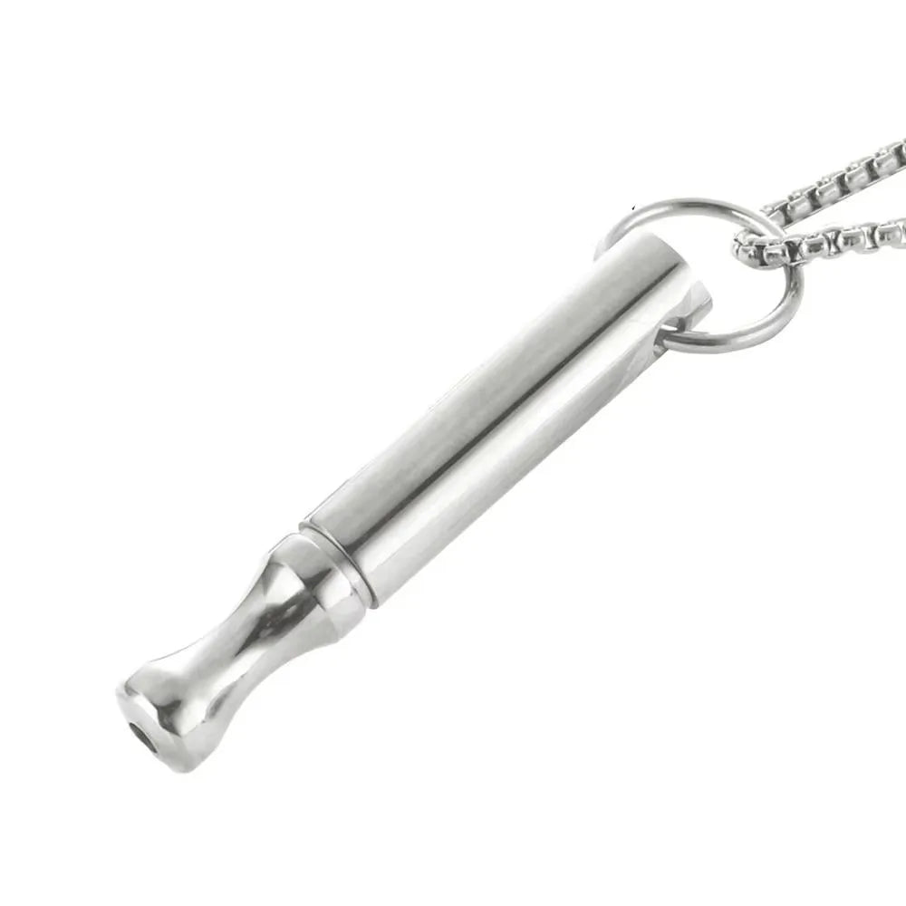 Whistle Mindfulness Breathing Necklace Breathing Resistance Stainless Steel Breathwork Meditation Necklace Auxiliary Round Tube