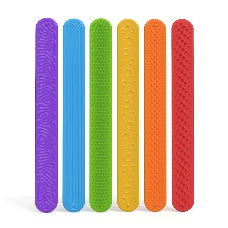 6PCS Sensory Fidget Toys for Kids Textured Silicone Slap Bracelets Anxiety Autism ADHD Calming Down Stress Relief Gifts