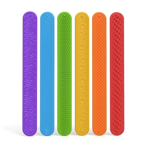 6PCS Sensory Fidget Toys for Kids Textured Silicone Slap Bracelets Anxiety Autism ADHD Calming Down Stress Relief Gifts