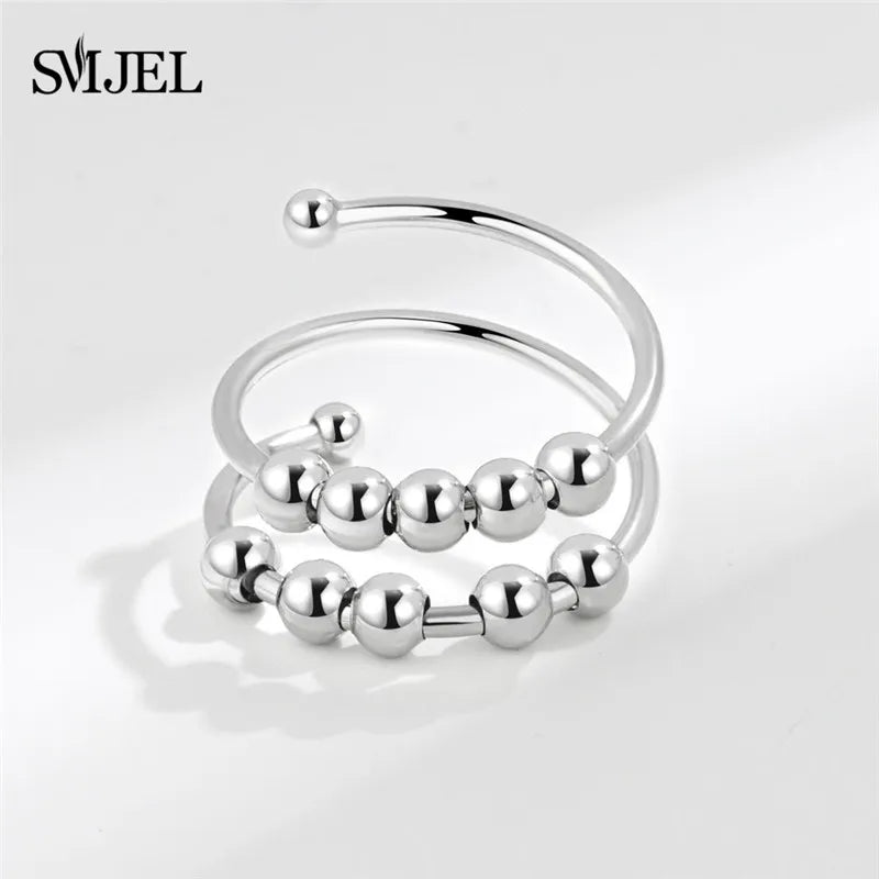 2025 Simple Anxiety Ring Fidget Spinner Rings Multiple Style Cross Beaded Ring Finger Jewelry Women Men Anti Stress Accessories