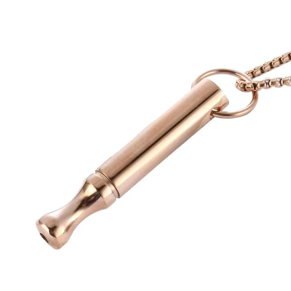 Whistle Mindfulness Breathing Necklace Breathing Resistance Stainless Steel Breathwork Meditation Necklace Auxiliary Round Tube