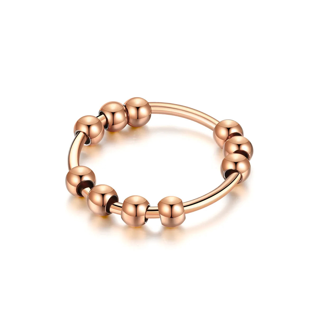 Stainless Steel Beads Anxiety Rings For Women Stress Relief Fidget Rings Men Simple Style Fashion Jewelry Accessories