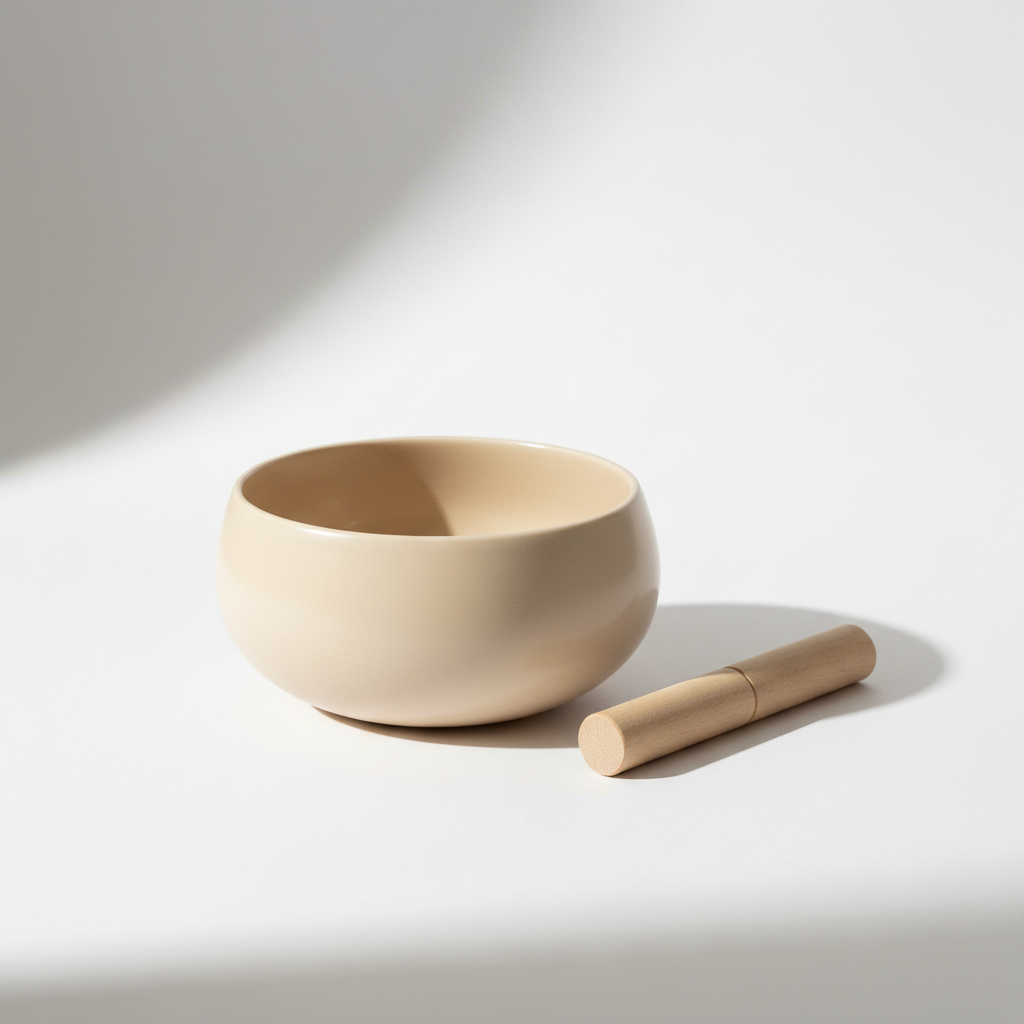 Modern stress relief sound bowl on a clean white background